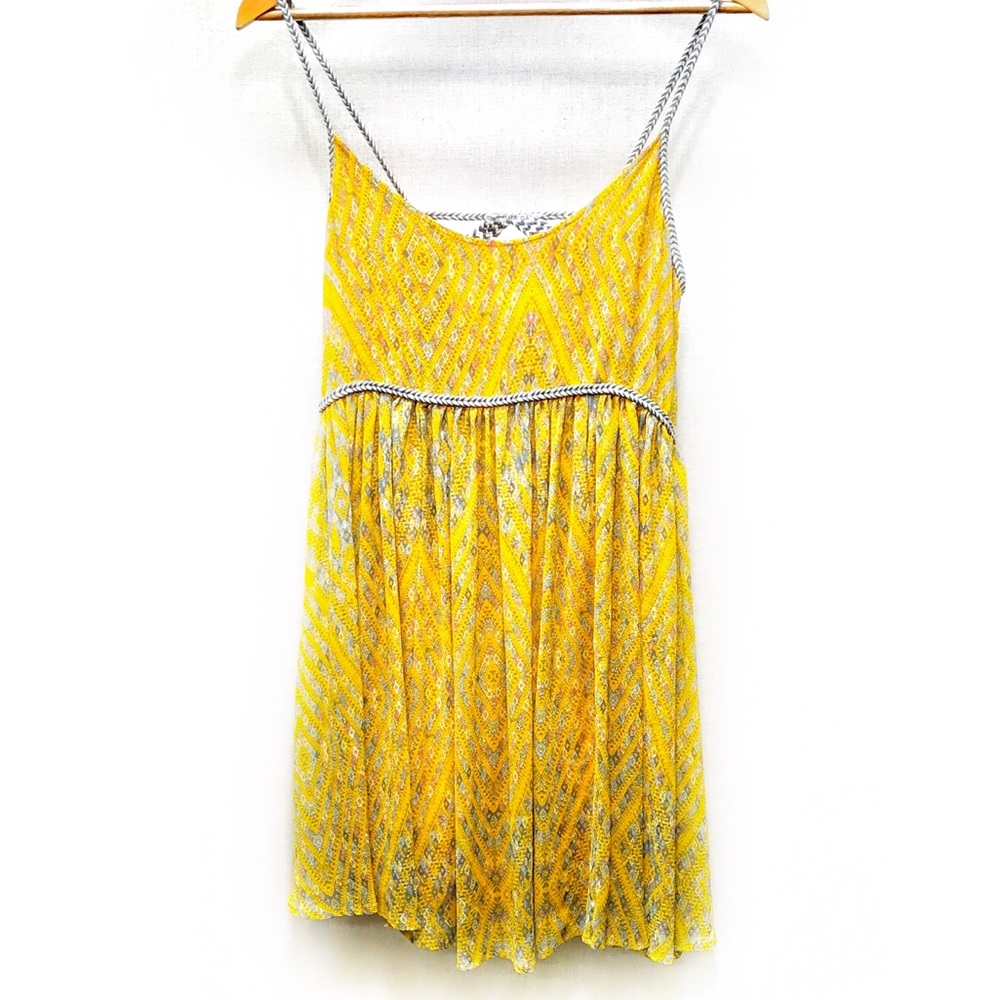 Free People Yellow Patterned Babydoll Dress